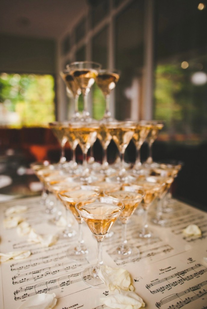 Champagne tower at wedding
